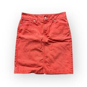L.L. Bean Women's Orange Favorite Fit Straight Denim Pencil Skirt Size 6